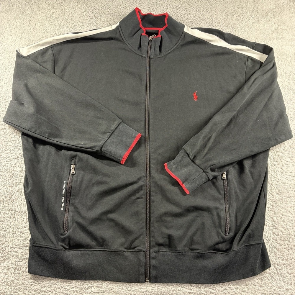 Polo Ralph‎ Lauren Full Zip Sweater Mens 3XB Black Performance Mock Neck Bomber